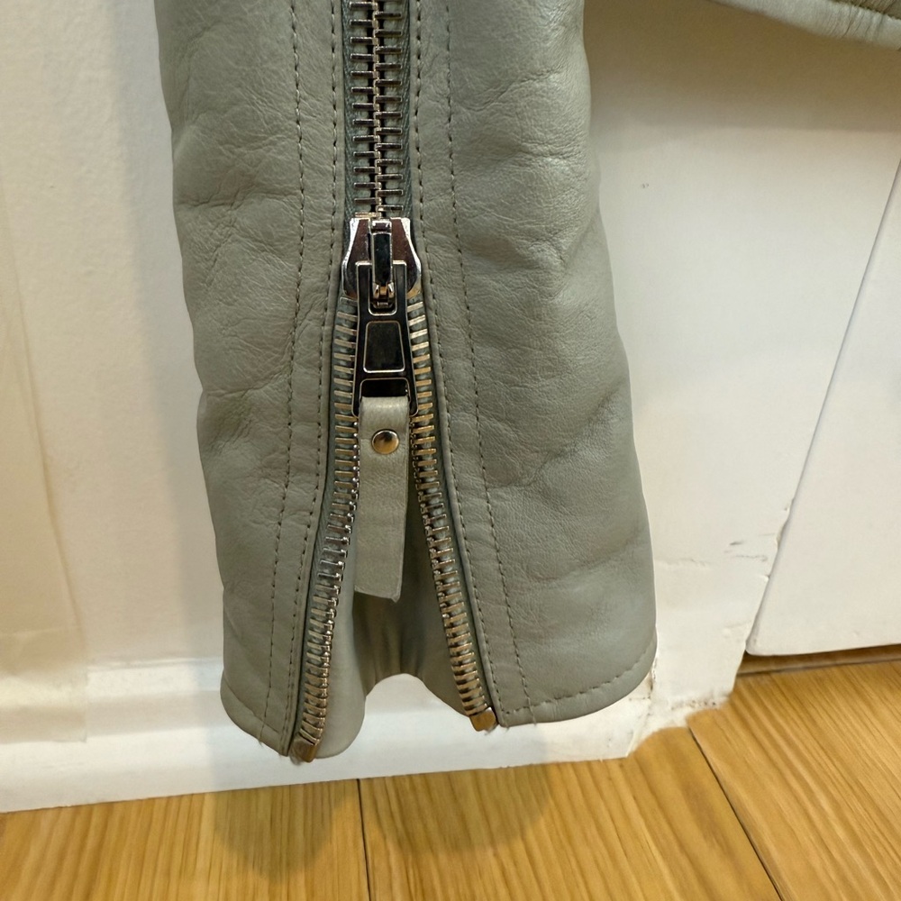 Balenciaga Leather Motorcycle Jacket Early 2000s Nicolas Ghesquière Gray Size 38 - Picture 3 of 11